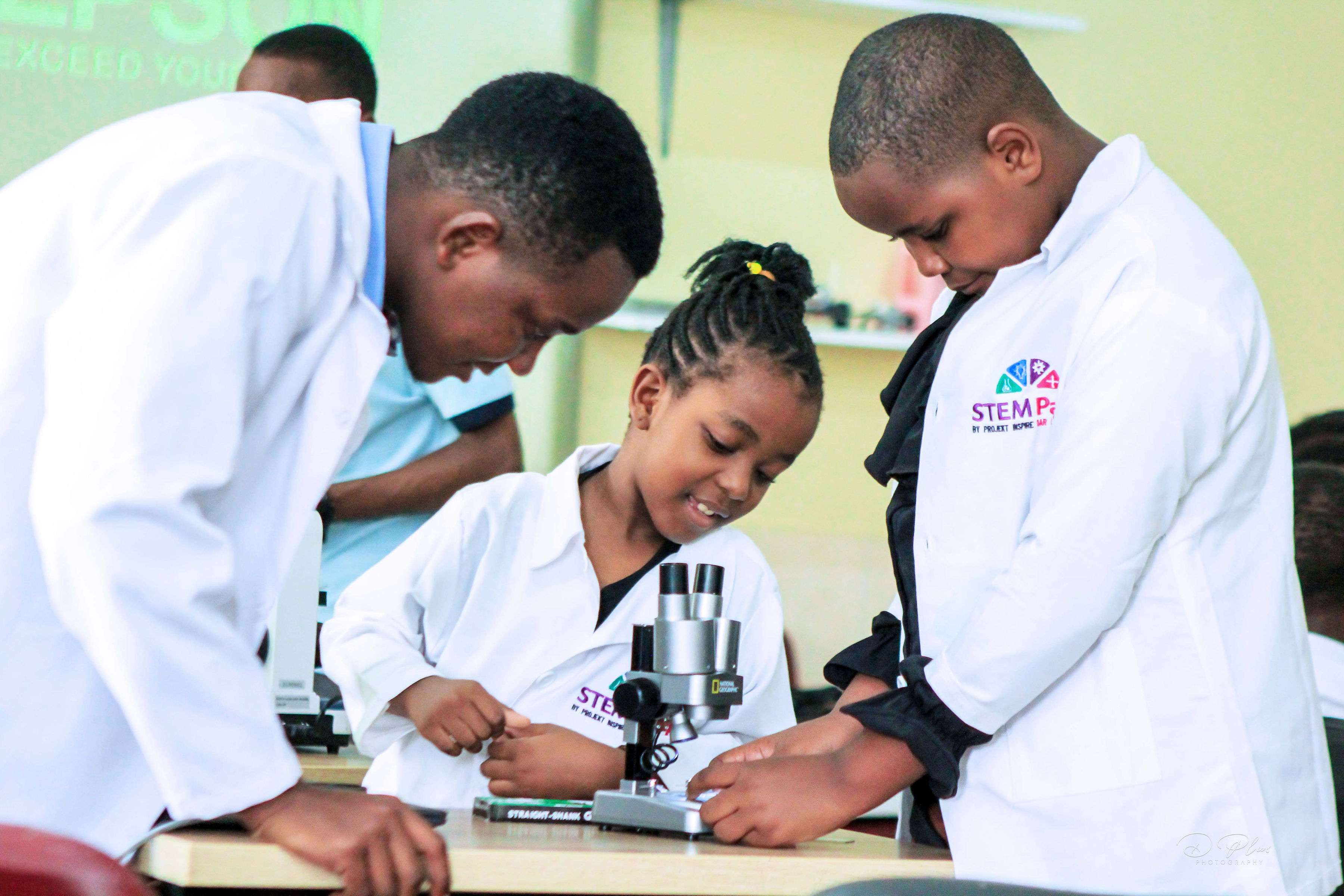 Students participating in a practical STEM session at Feza Primary School