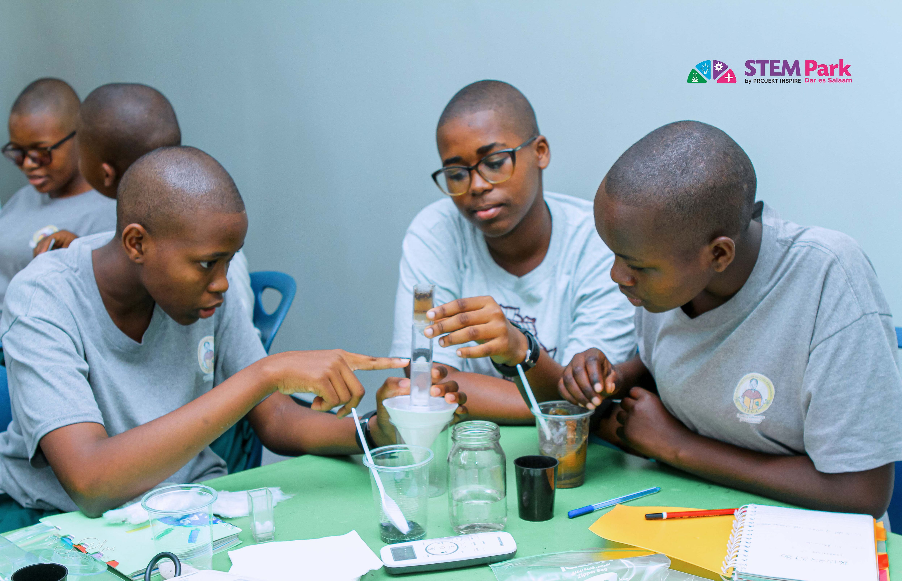 Students collaborating on an engineering exploration activity